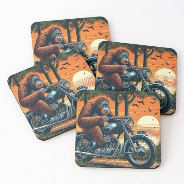 Item preview, Cute orangutan motorcycle riding  designed and sold by Dogandesighn.