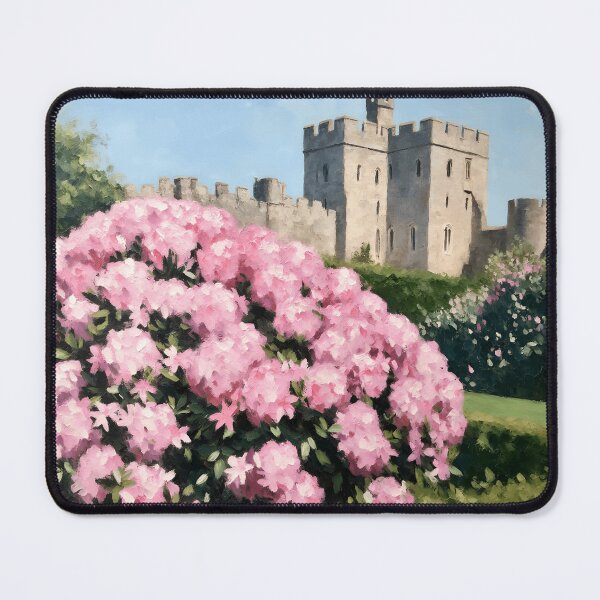 Item preview, Castle Garden with Pink Azaleas – Oil Painting designed and sold by Floraphoria.