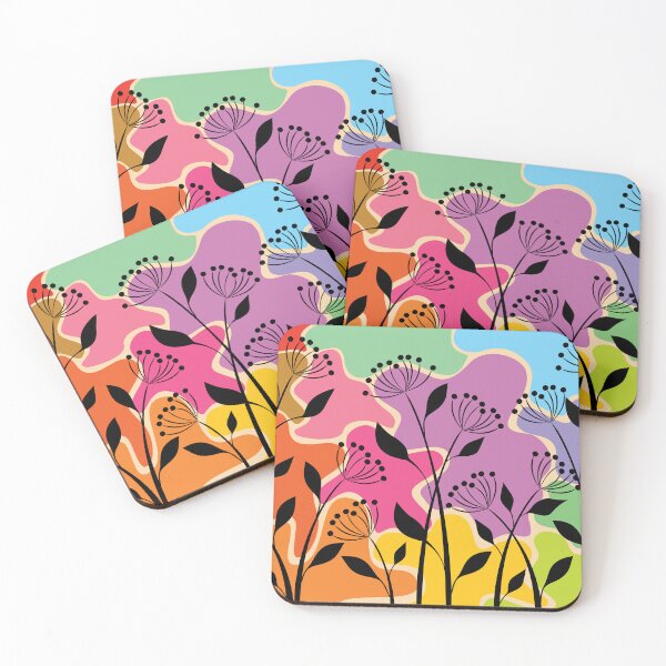 Item preview, Abstract Floral Background, Colorful Botanical Pattern, Rainbow Flower Art designed and sold by RS4you.