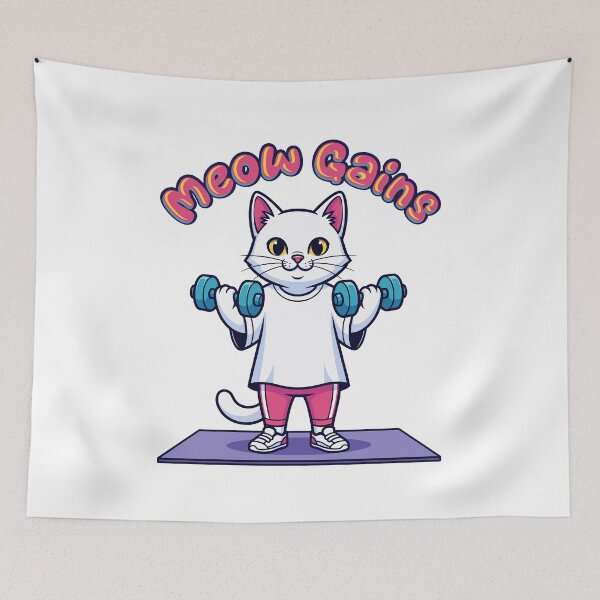 Item preview, Yoga Mat Cat - Meow Gains designed and sold by sherifshaaban.