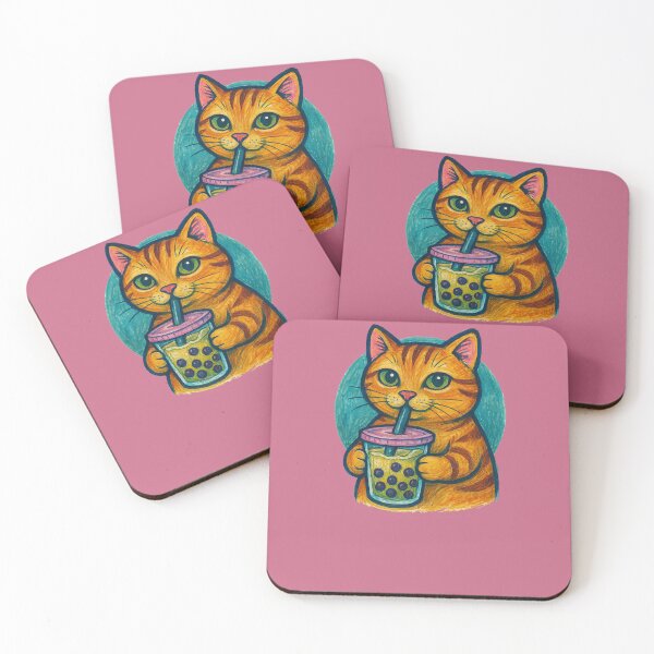 Item preview, Kitty Cat with Boba Tea designed and sold by FrictionMaxxing.