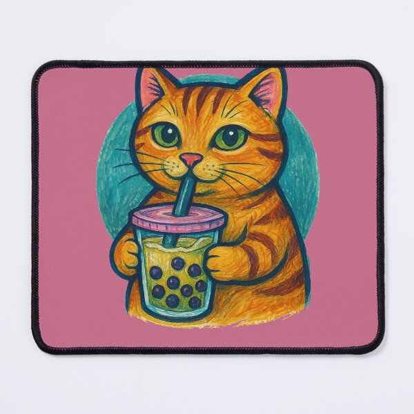 Item preview, Kitty Cat with Boba Tea designed and sold by FrictionMaxxing.