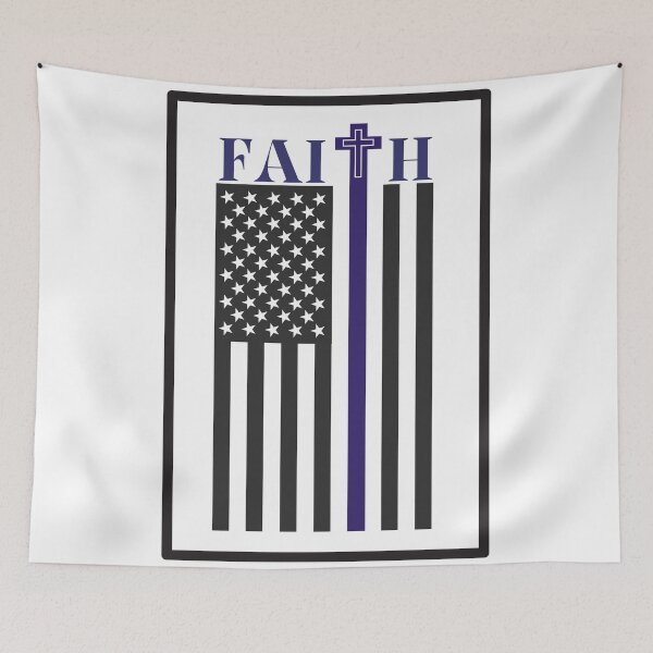 Item preview, Black& Blue Faith in Jesus USA Flag  designed and sold by Holy Coast Threads (Formerly ChristianFlower).