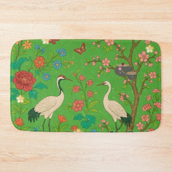 Item preview, Chinoiserie Garden with Cranes, Blossoms, and Lanterns – Oriental Vintage Floral Nature Pattern designed and sold by Sugar Wisdom .