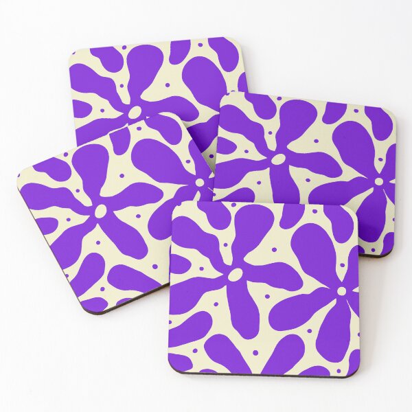 Item preview, Retro Matisse-Inspired Daisies – Purple on Beige-Grey designed and sold by EmeraldeaArt.