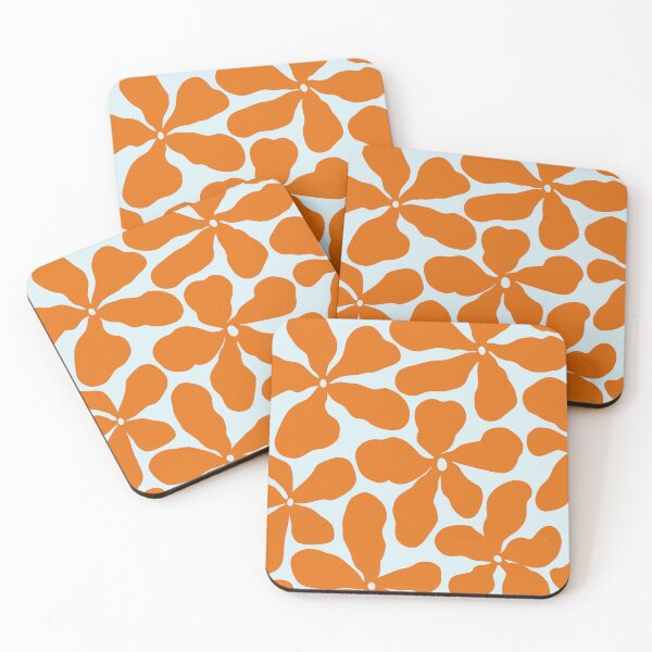 Item preview, Retro Matisse-Inspired Daisies – Orange on Beige-Grey designed and sold by EmeraldeaArt.