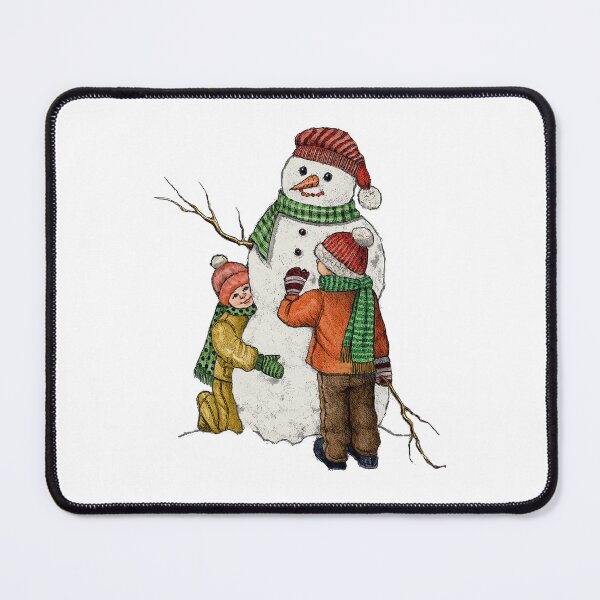 Item preview, Two Kids Building a SNOWMAN, Winter Scene, Drawing designed and sold by JoyfulWhimsy.