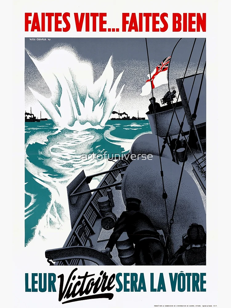 World War II Naval Propaganda Poster | Dynamic Maritime Scene by