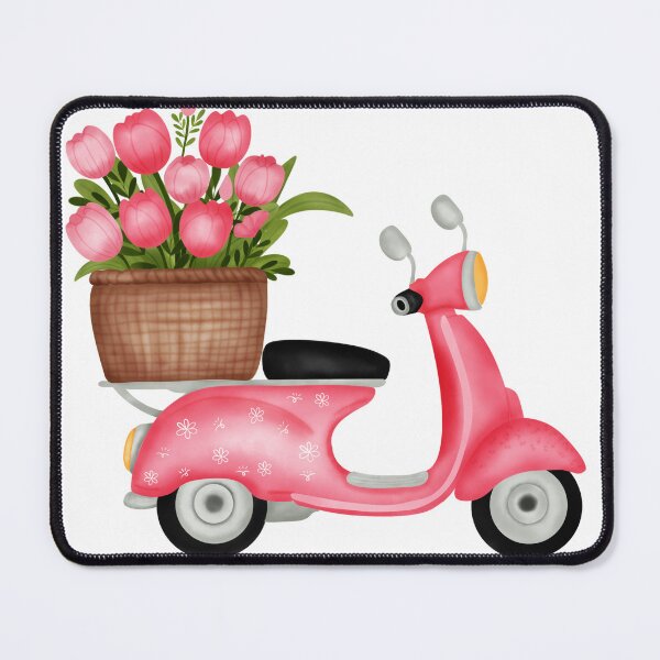 Item preview, Scooter with cute pink tulips designed and sold by makikung.