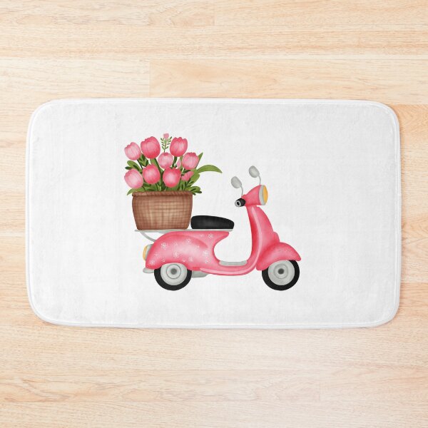 Item preview, Scooter with cute pink tulips designed and sold by makikung.