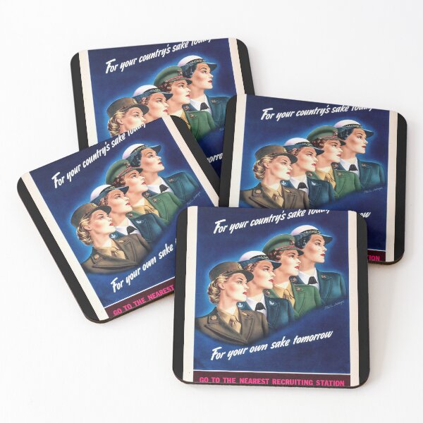 Item preview, Vintage WWII Women's Recruitment Poster | Army Navy Marine Corps Coast Guard Art | Join U.S. Armed Forces for Empowerment designed and sold by artofuniverse.
