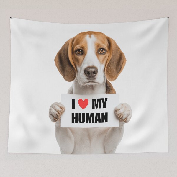 Item preview, Cute American Foxhound dog with Signboard I love my Human  designed and sold by LazyOwlStore.