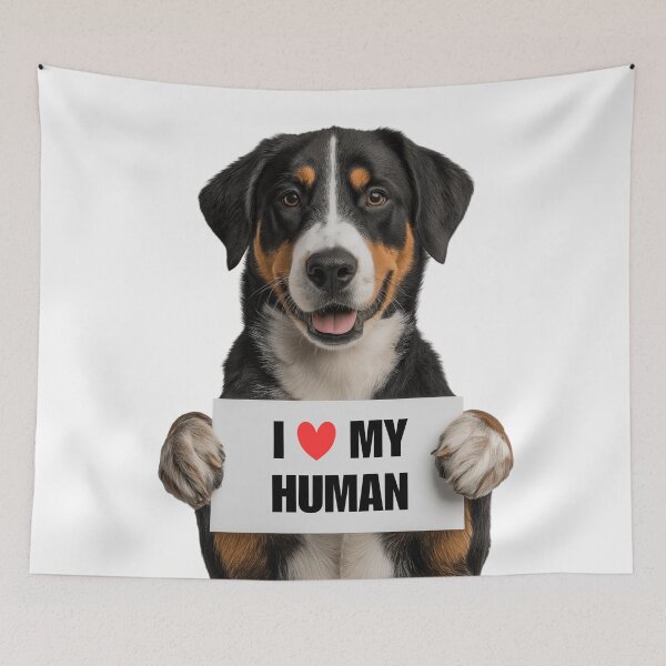 Item preview, Cute Entlebucher Mountain dog with Signboard I love my Human  designed and sold by LazyOwlStore.