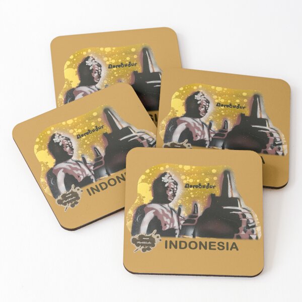 Item preview, Borobudur Temple with statue in the foreground designed and sold by marysfarbklecks.
