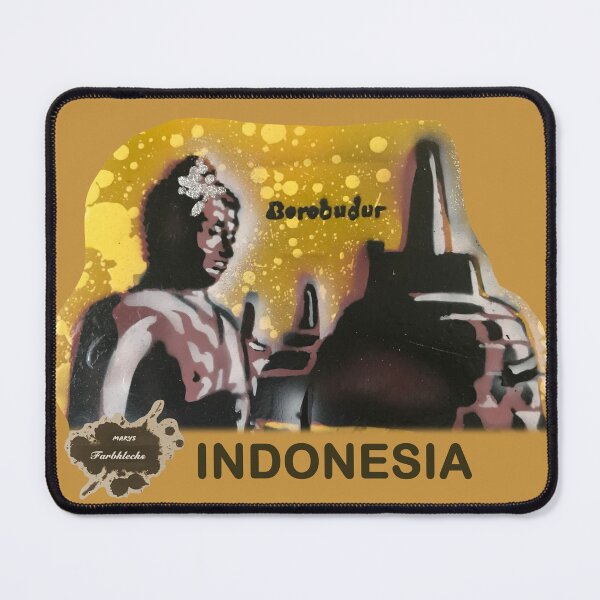 Item preview, Borobudur Temple with statue in the foreground designed and sold by marysfarbklecks.