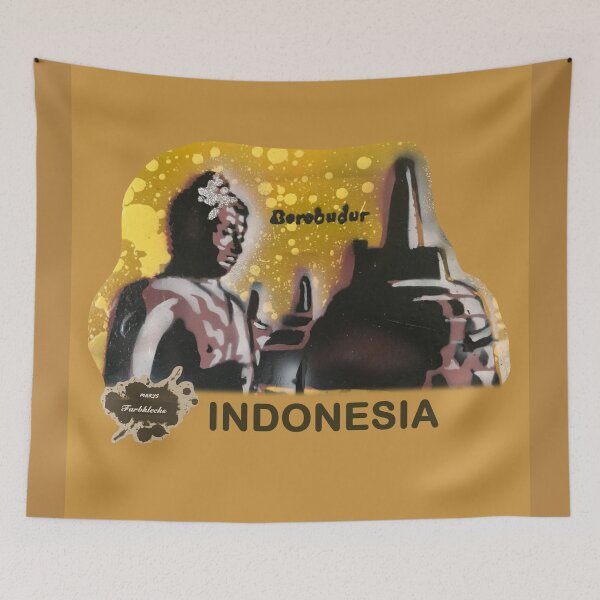 Item preview, Borobudur Temple with statue in the foreground designed and sold by marysfarbklecks.