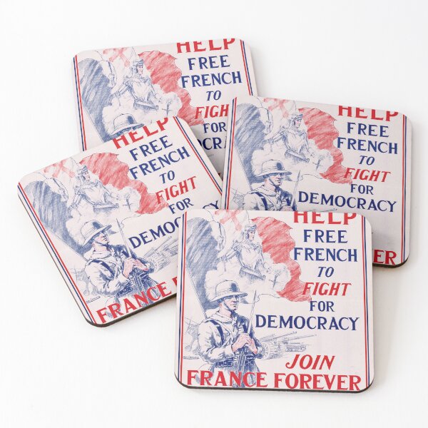 Item preview, WWII Propaganda Poster | Help Free French Fight for Democracy | Joan of Arc & Soldier Art | Patriotic Wall Decor designed and sold by artofuniverse.