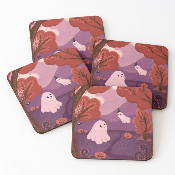 Item preview, Cute Ghost Walk in Autumn Forest – kawaii Halloween art designed and sold by GosiaArtGarden.