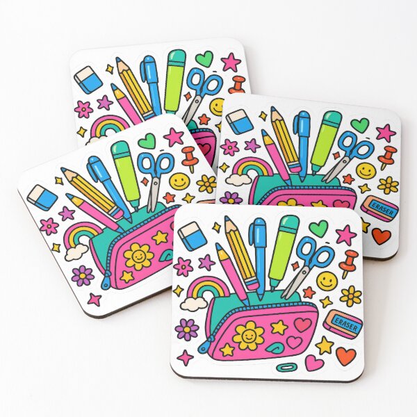 Item preview, Back to school colorful stationery set with vibrant patterns and shapes, AI generated designed and sold by dvoevnore.