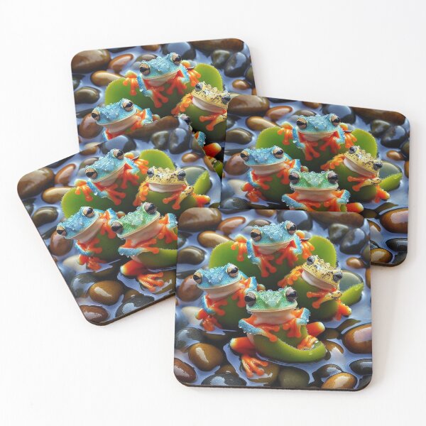 Item preview, Tree frogs sitting in aquatic plants and pebbles designed and sold by Ponted.