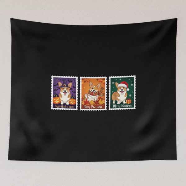 Item preview, Pembroke Welsh Corgi Holiday Stamps – Halloween, Fall, Christmas Dog Art designed and sold by The Real Life Symphony.