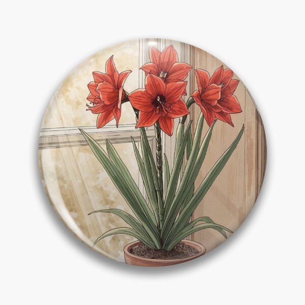 Item preview, Windowsill Amaryllis – Cottagecore Bloom designed and sold by Deezyned.