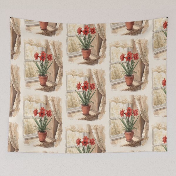Item preview, Windowsill Amaryllis – Cottagecore Bloom designed and sold by Deezyned.