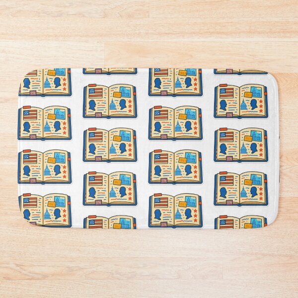 Item preview, American history-themed schoolbook with illustrations of flag and historical figures, AI Generated designed and sold by dvoevnore.
