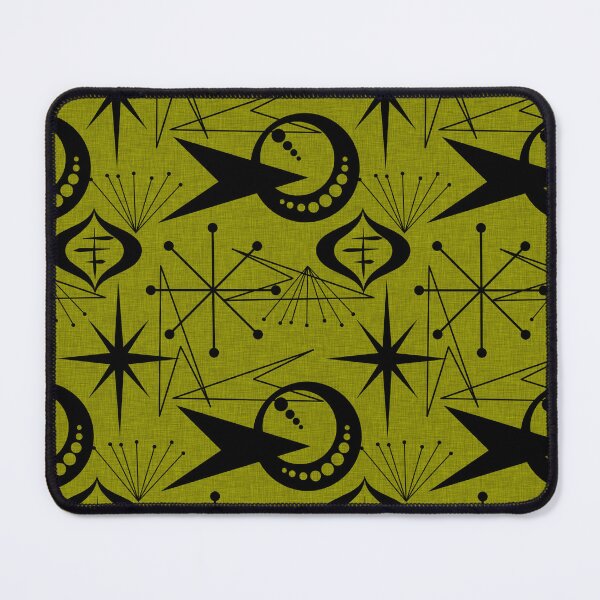 Item preview, Snazzy Atomic Arrows Circles and Starbursts Olive Green and Black designed and sold by CheriesArt.