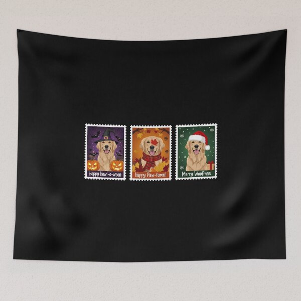 Item preview, Golden Retriever Holiday Stamp – Halloween, Fall, Christmas Dog Art designed and sold by The Real Life Symphony.