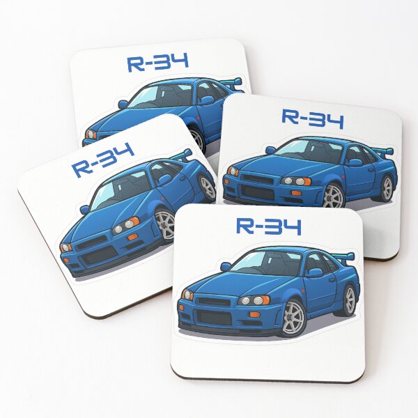 Item preview, Blue Nissan Skyline R34 GTR Cartoon Sticker v2 designed and sold by motivationsmega.