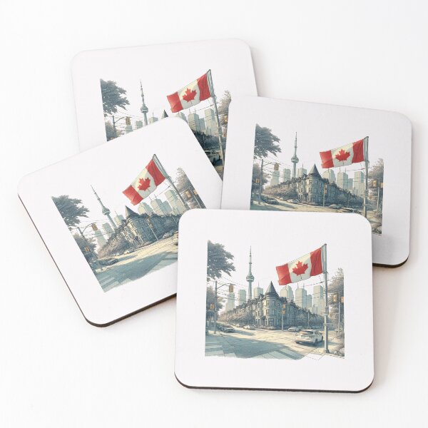 Item preview, Sketch of Morningside Ave & Lawrence Ave Toronto with Canada Flag,   designed and sold by PaintMeWorld.