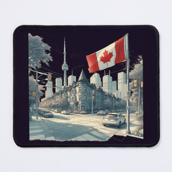 Item preview, Sketch of Morningside Ave & Lawrence Ave Toronto with Canada Flag, designed and sold by PaintMeWorld.