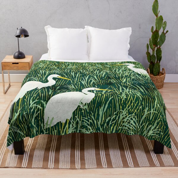 Item preview, White Egrets in Tall Green Grass Watercolor designed and sold by Janine Aykens.