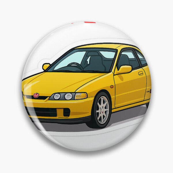Item preview, Yellow Honda Integra Type R Cartoon Sticker V2 designed and sold by motivationsmega.