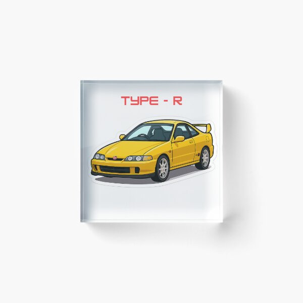 Item preview, Yellow Honda Integra Type R Cartoon Sticker V2 designed and sold by motivationsmega.
