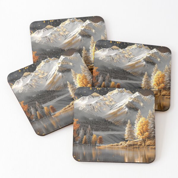 Item preview,  Autumn Mountain Scenery at Night – Snow-capped Mountains and Lake Reflection Landscape Art designed and sold by MargaretWiktor.