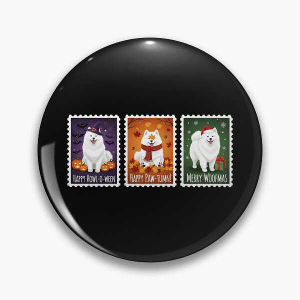 Item preview, Samoyed Holiday Stamp – Halloween, Fall, Christmas Dog Art designed and sold by The Real Life Symphony.