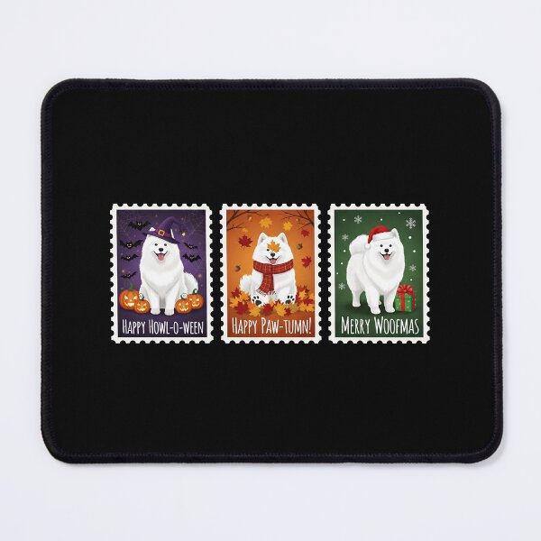 Item preview, Samoyed Holiday Stamp – Halloween, Fall, Christmas Dog Art designed and sold by The Real Life Symphony.