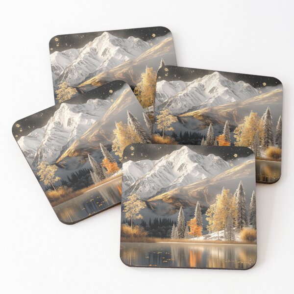 Item preview, Autumn Mountain Scenery at Night – Snow-capped Mountains and Lake Reflection Landscape Art designed and sold by MargaretWiktor.