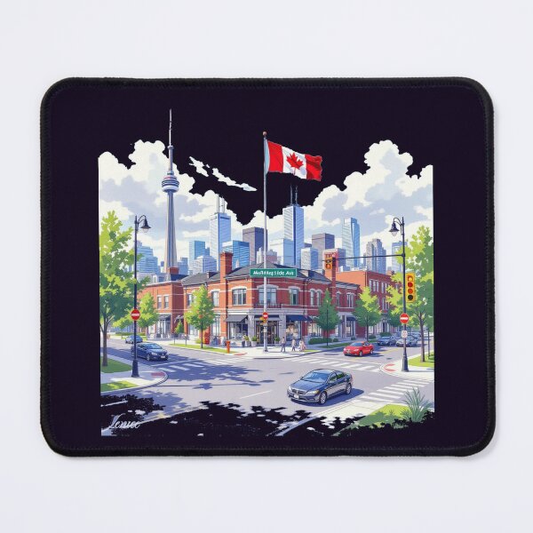 Item preview, Sketch of Morningside Ave & Lawrence Ave Toronto with Canada Flag, designed and sold by PaintMeWorld.