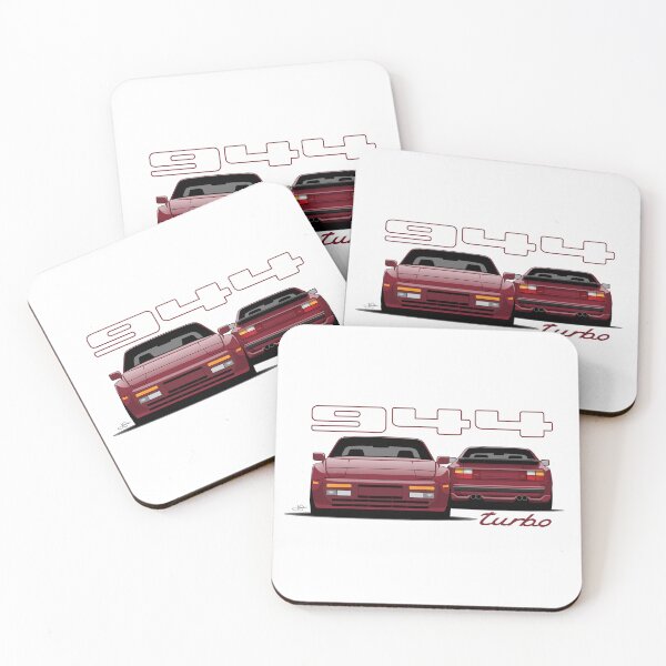 Item preview, Porsche 944 turbo Front rear retro Burgundy Illustration designed and sold by blackdogshop.