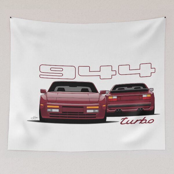 Item preview, Porsche 944 turbo Front rear retro Burgundy Illustration designed and sold by blackdogshop.