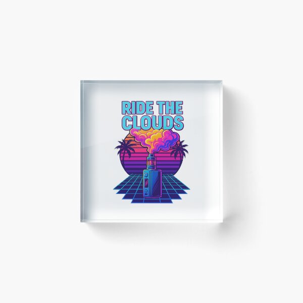 Item preview, Retro Neon Clouds Vape T-Shirt – 80s Synthwave Vaporwave Design “Ride the Clouds” designed and sold by House of Taste Vape Designs.