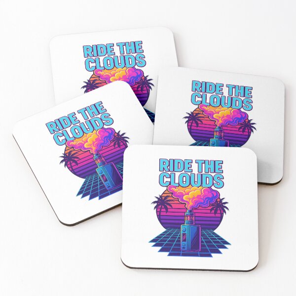 Item preview, Retro Neon Clouds Vape T-Shirt – 80s Synthwave Vaporwave Design “Ride the Clouds” designed and sold by House of Taste Vape Designs.