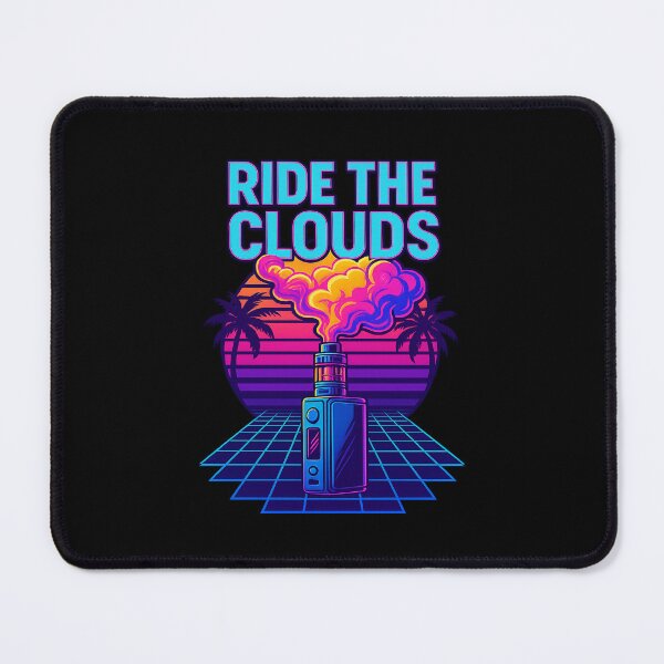 Item preview, Retro Neon Clouds Vape T-Shirt – 80s Synthwave Vaporwave Design “Ride the Clouds” designed and sold by House of Taste Vape Designs.
