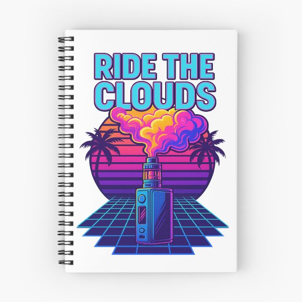 Artikelvorschau, Retro Neon Clouds Vape T-Shirt – 80s Synthwave Vaporwave Design "Ride the Clouds" entworfen und verkauft von House of Taste Vape Designs.
