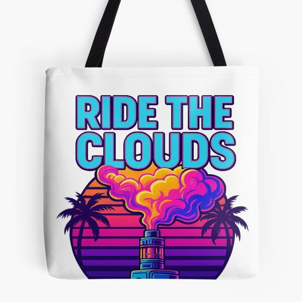 Item preview, Retro Neon Clouds Vape T-Shirt – 80s Synthwave Vaporwave Design “Ride the Clouds” designed and sold by House of Taste Vape Designs.