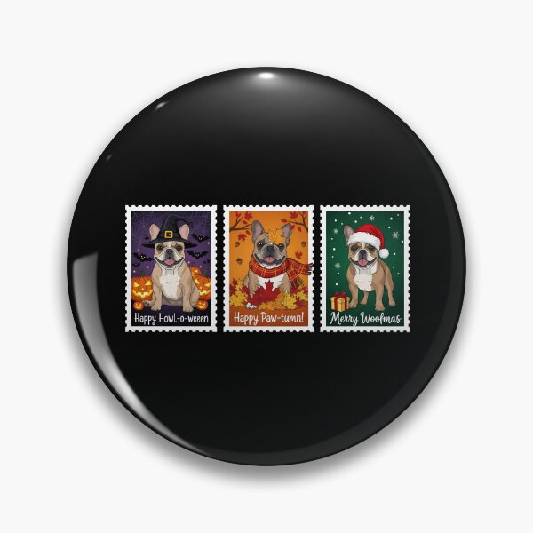 Item preview, French Bulldog Holiday Stamp – Halloween, Fall, Christmas Dog Art designed and sold by The Real Life Symphony.