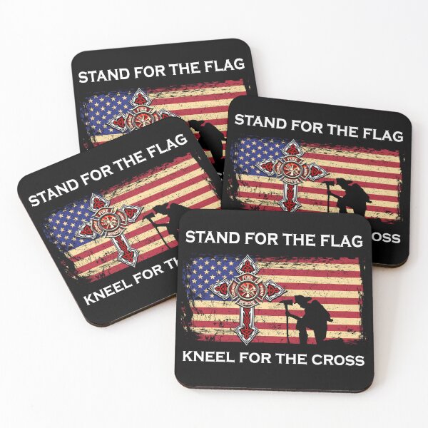 Item preview, Firefighter kneels for cross american flag patriotism designed and sold by Alex8536.